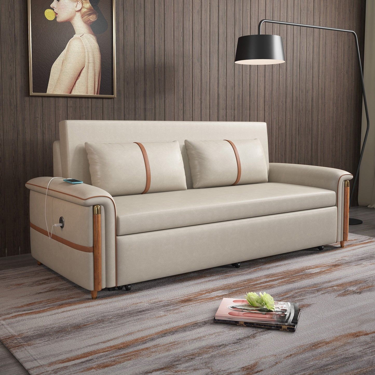 Divano letto pieghevole in tessuto tecnologico Romision