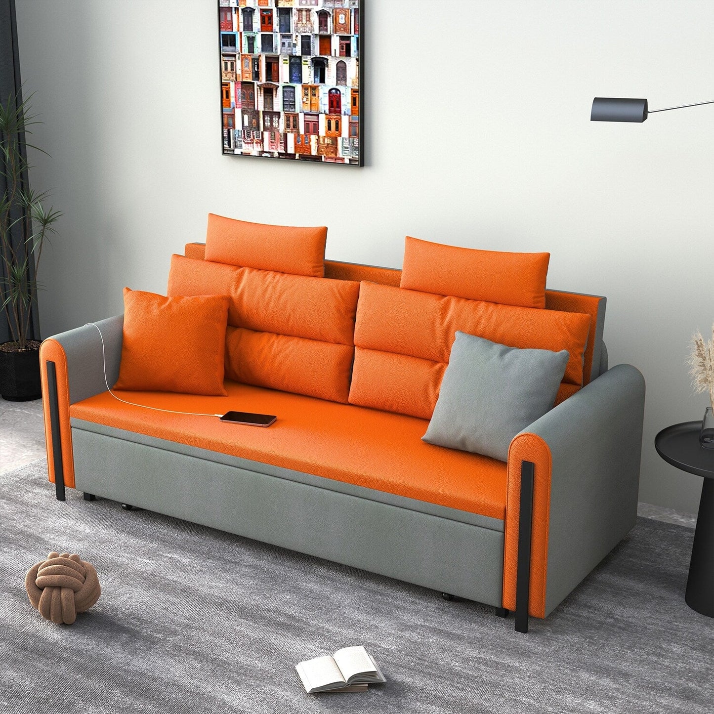 Divano letto pieghevole in tessuto tecnologico Romision