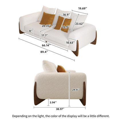 Divano imbottito in velluto di lana d'agnello Romision