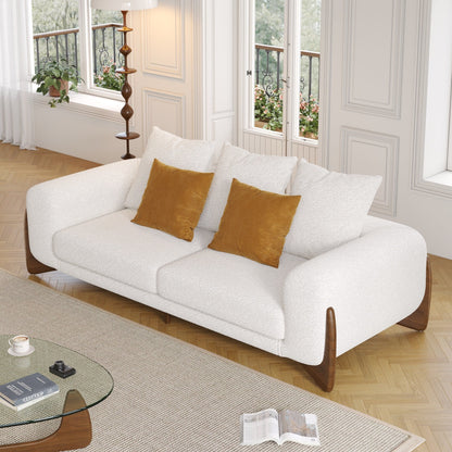 Divano imbottito in velluto di lana d'agnello Romision