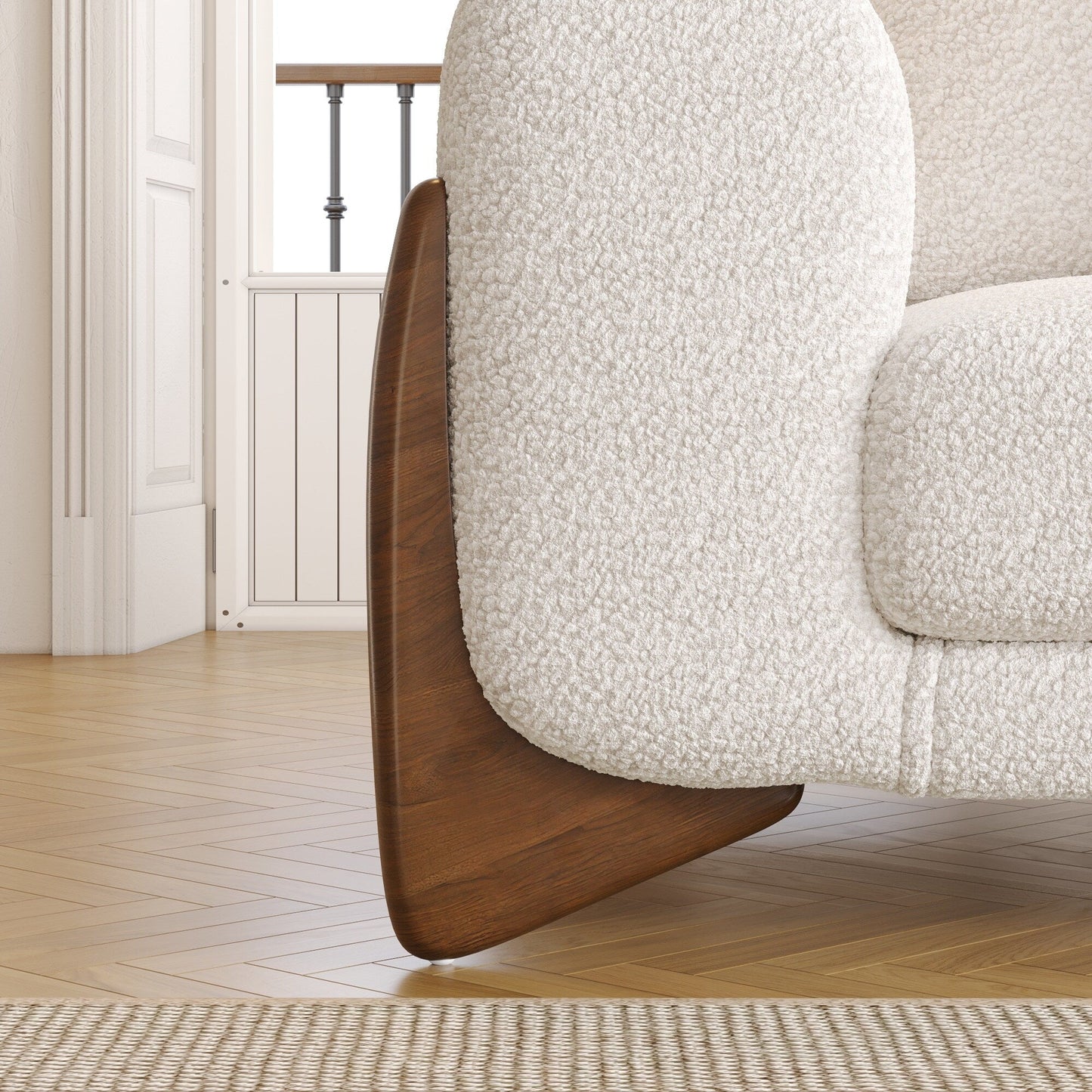 Divano imbottito in velluto di lana d'agnello Romision