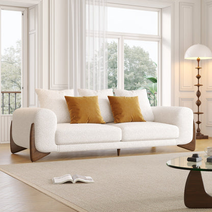 Divano imbottito in velluto di lana d'agnello Romision