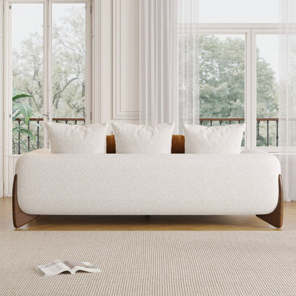 Divano imbottito in velluto di lana d'agnello Romision