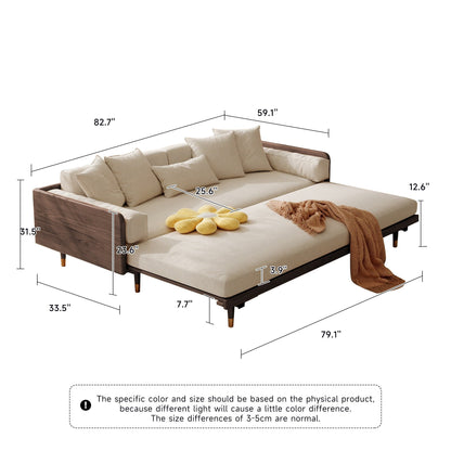 Divano rettangolare a tre posti in tessuto di lino Romision