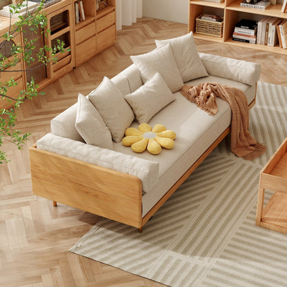 Divano rettangolare a tre posti in tessuto di lino Romision