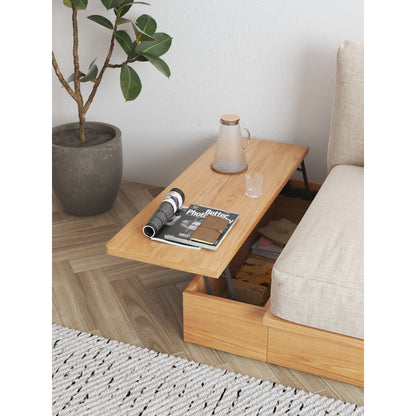 Divano rettangolare a tre posti in tessuto di lino Romision