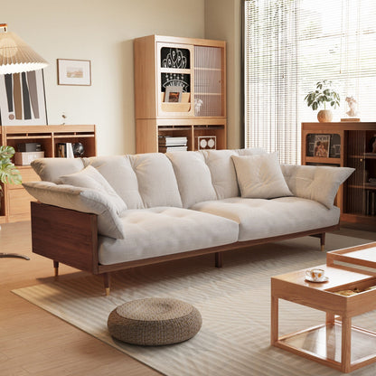 Divano rettangolare a tre posti in tessuto di lino Romision