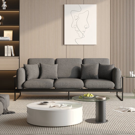 Divano rettangolare a tre posti in lino Romision