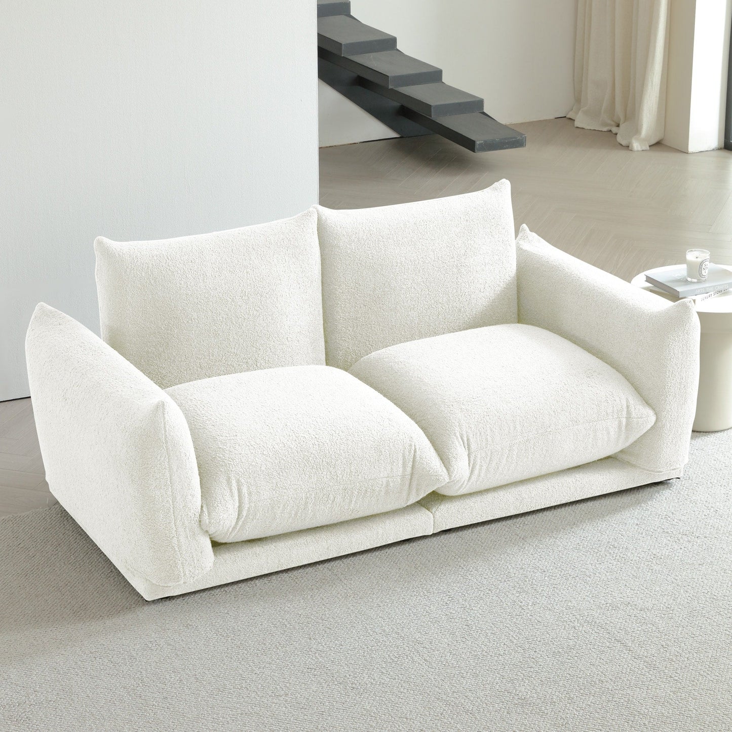 Divano componibile multi-combinazione imbottito in velluto di lana d'agnello Romision