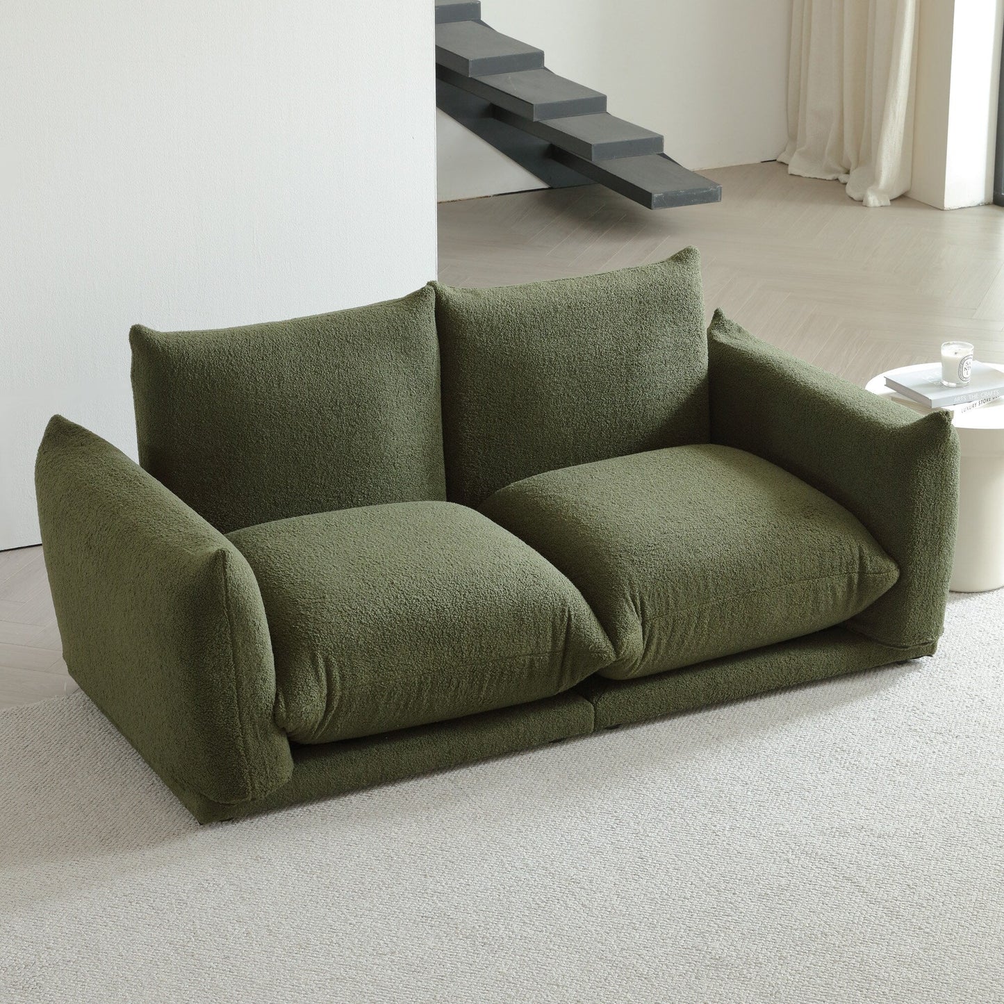 Divano componibile multi-combinazione imbottito in velluto di lana d'agnello Romision