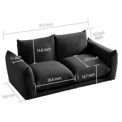 Divano componibile multi-combinazione imbottito in velluto di lana d'agnello Romision