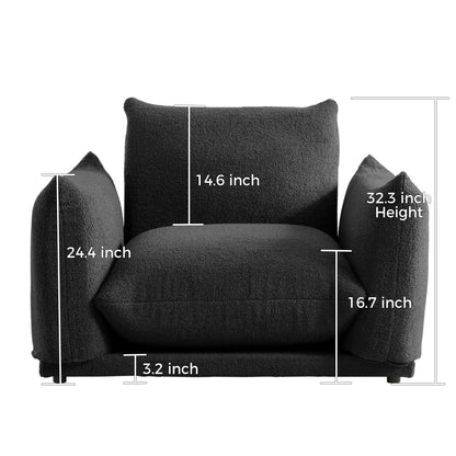 Divano componibile multi-combinazione imbottito in velluto di lana d'agnello Romision