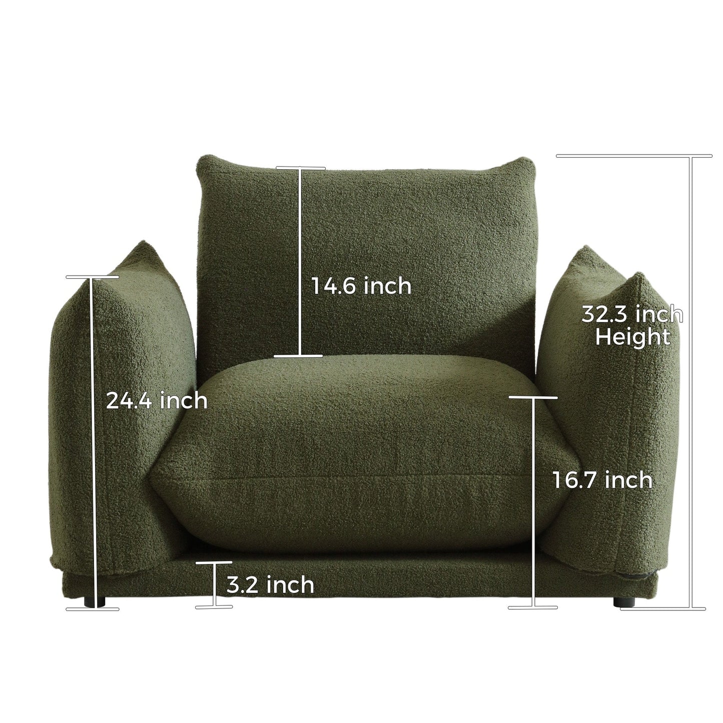 Divano componibile multi-combinazione imbottito in velluto di lana d'agnello Romision