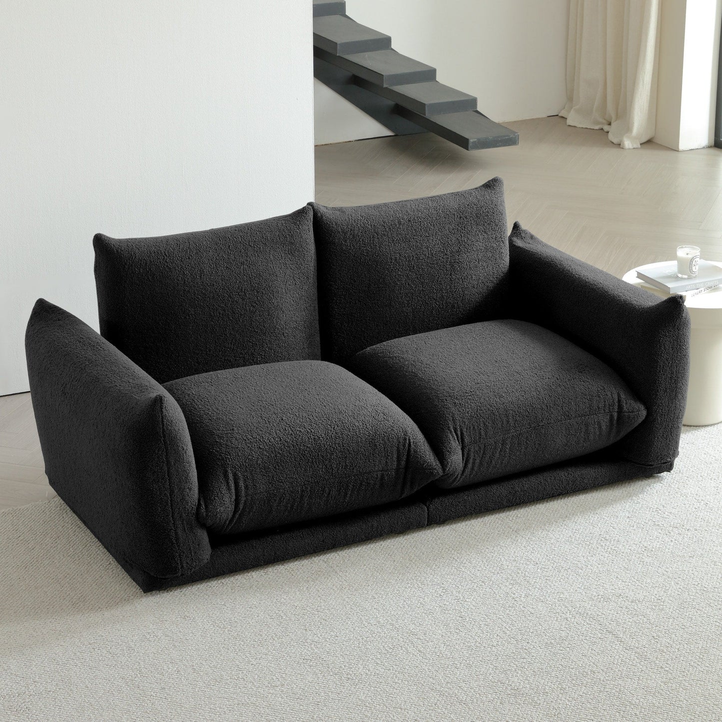 Divano componibile multi-combinazione imbottito in velluto di lana d'agnello Romision