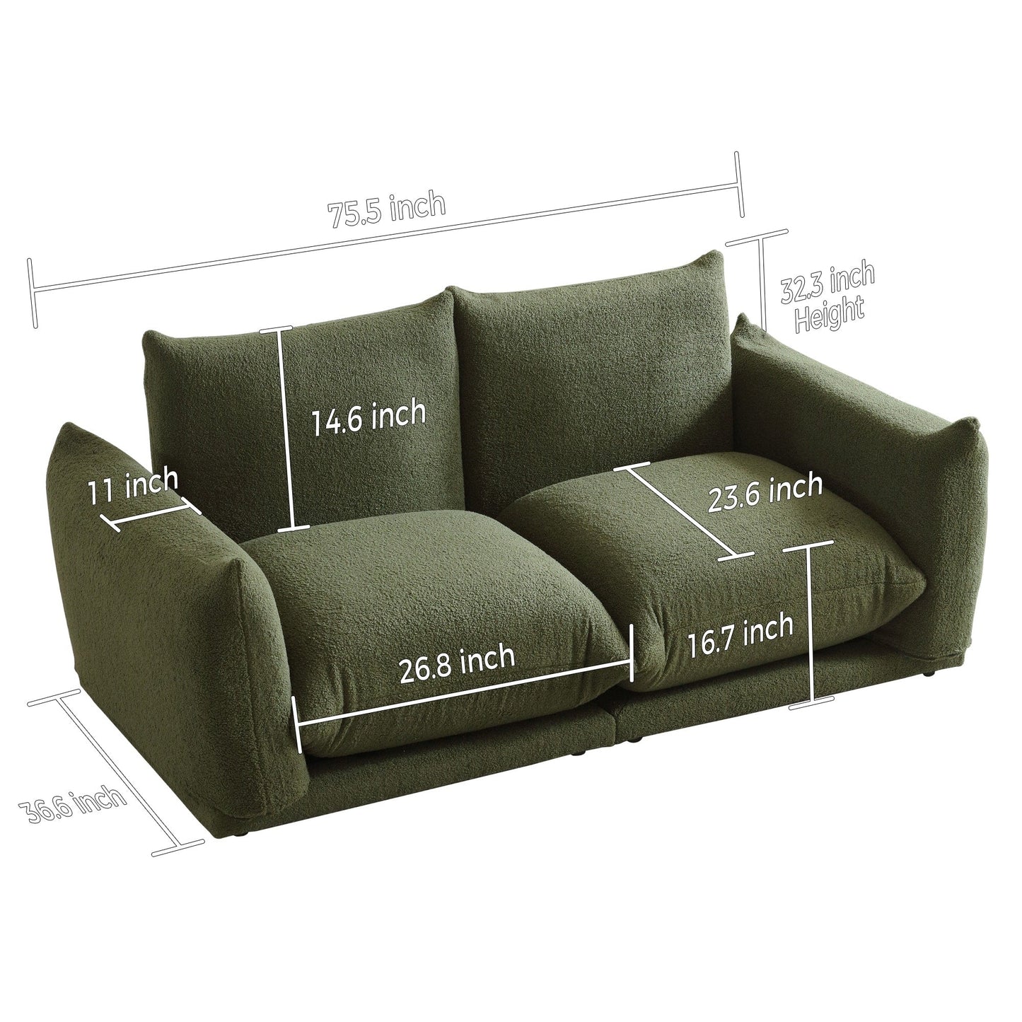 Divano componibile multi-combinazione imbottito in velluto di lana d'agnello Romision