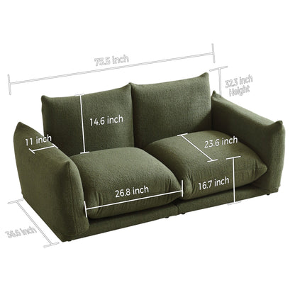 Divano componibile multi-combinazione imbottito in velluto di lana d'agnello Romision