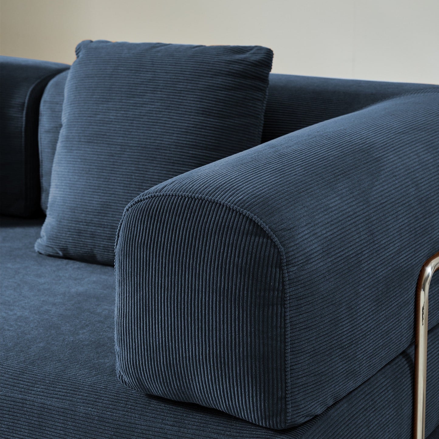 Divano letto rettangolare convertibile in tessuto a coste con braccioli rotondi Romision