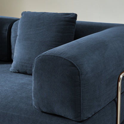 Divano letto rettangolare convertibile in tessuto a coste con braccioli rotondi Romision