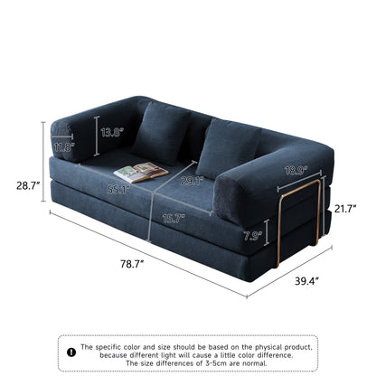 Divano letto rettangolare convertibile in tessuto a coste con braccioli rotondi Romision