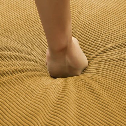 Divano letto rettangolare convertibile in tessuto a coste con braccioli rotondi Romision