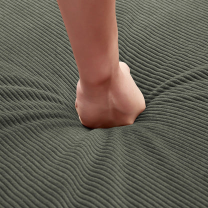 Divano letto rettangolare convertibile in tessuto a coste con braccioli rotondi Romision