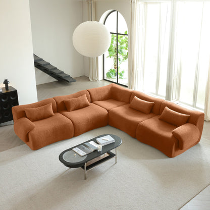 Divano componibile in tessuto Teddy Fleece con braccioli quadrati Romision