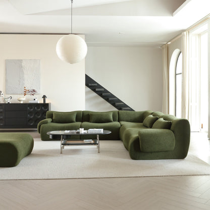 Divano componibile in tessuto Teddy Fleece con braccioli quadrati Romision