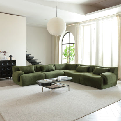 Divano componibile in tessuto Teddy Fleece con braccioli quadrati Romision