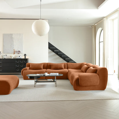 Divano componibile in tessuto Teddy Fleece con braccioli quadrati Romision