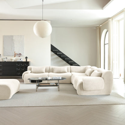 Divano componibile in tessuto Teddy Fleece con braccioli quadrati Romision