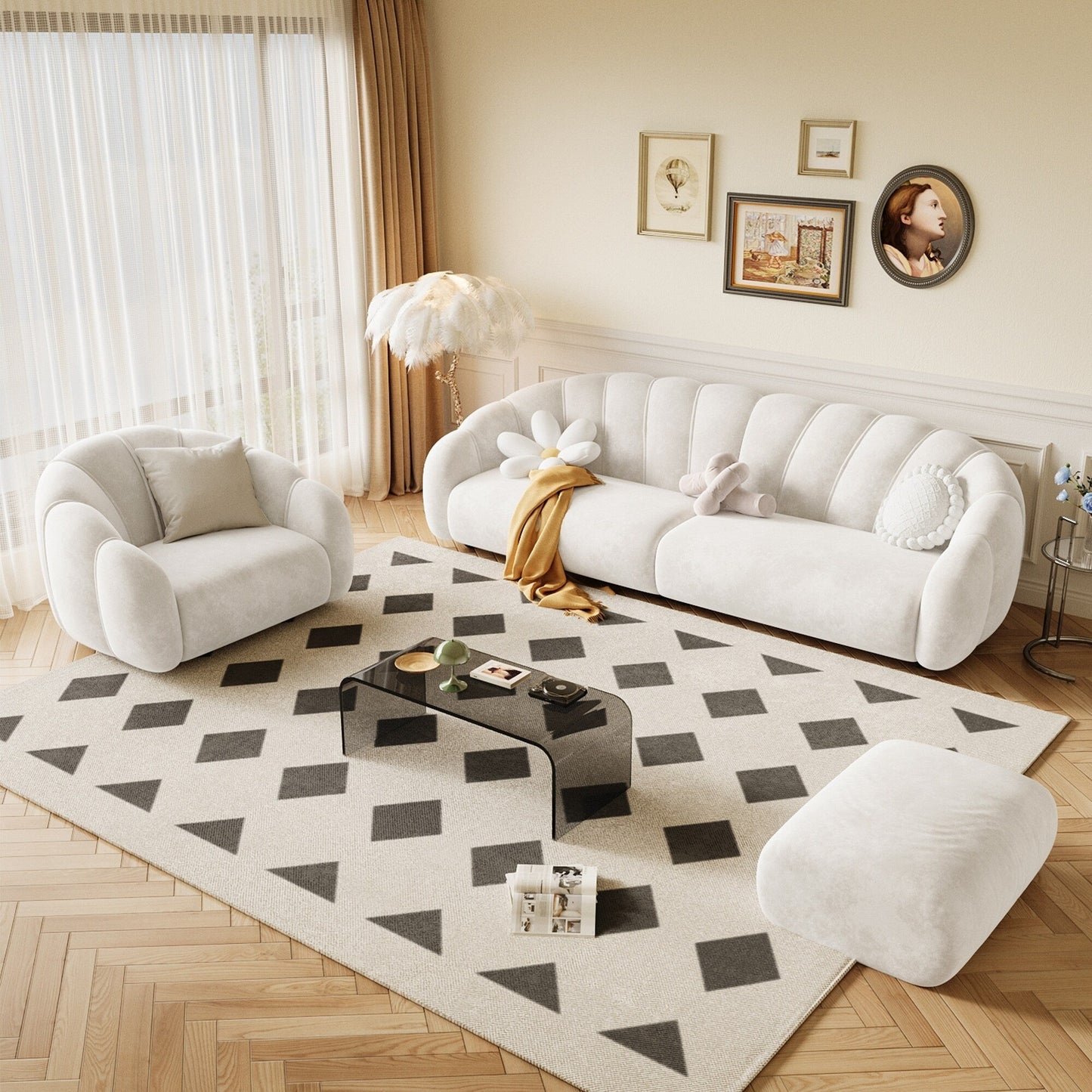 Divano rettangolare in velluto tecnologico Romision