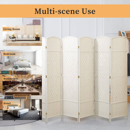 Divisorio per ambienti, divisorio pieghevole in fibra intrecciata, alto 6 piedi, indipendente
