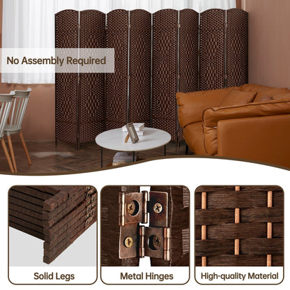 Divisorio per ambienti, divisorio pieghevole in fibra intrecciata, alto 6 piedi, indipendente