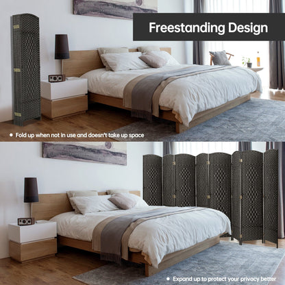 Divisorio per ambienti, divisorio pieghevole in fibra intrecciata, alto 6 piedi, indipendente