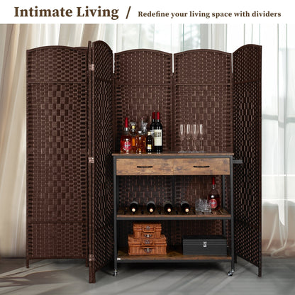 Divisorio per ambienti, divisorio pieghevole in fibra intrecciata, alto 6 piedi, indipendente