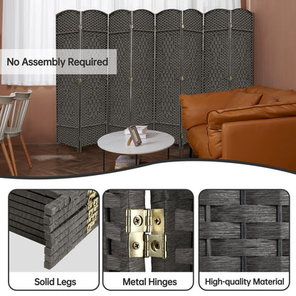 Divisorio per ambienti, divisorio pieghevole in fibra intrecciata, alto 6 piedi, indipendente