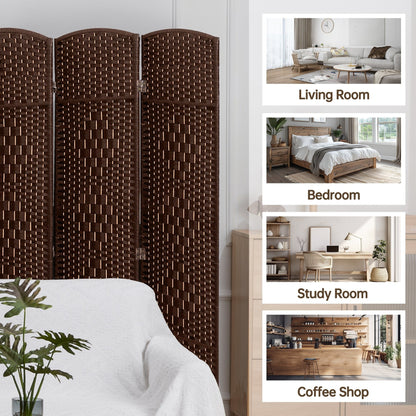 Divisorio per ambienti, divisorio pieghevole in fibra intrecciata, alto 6 piedi, indipendente