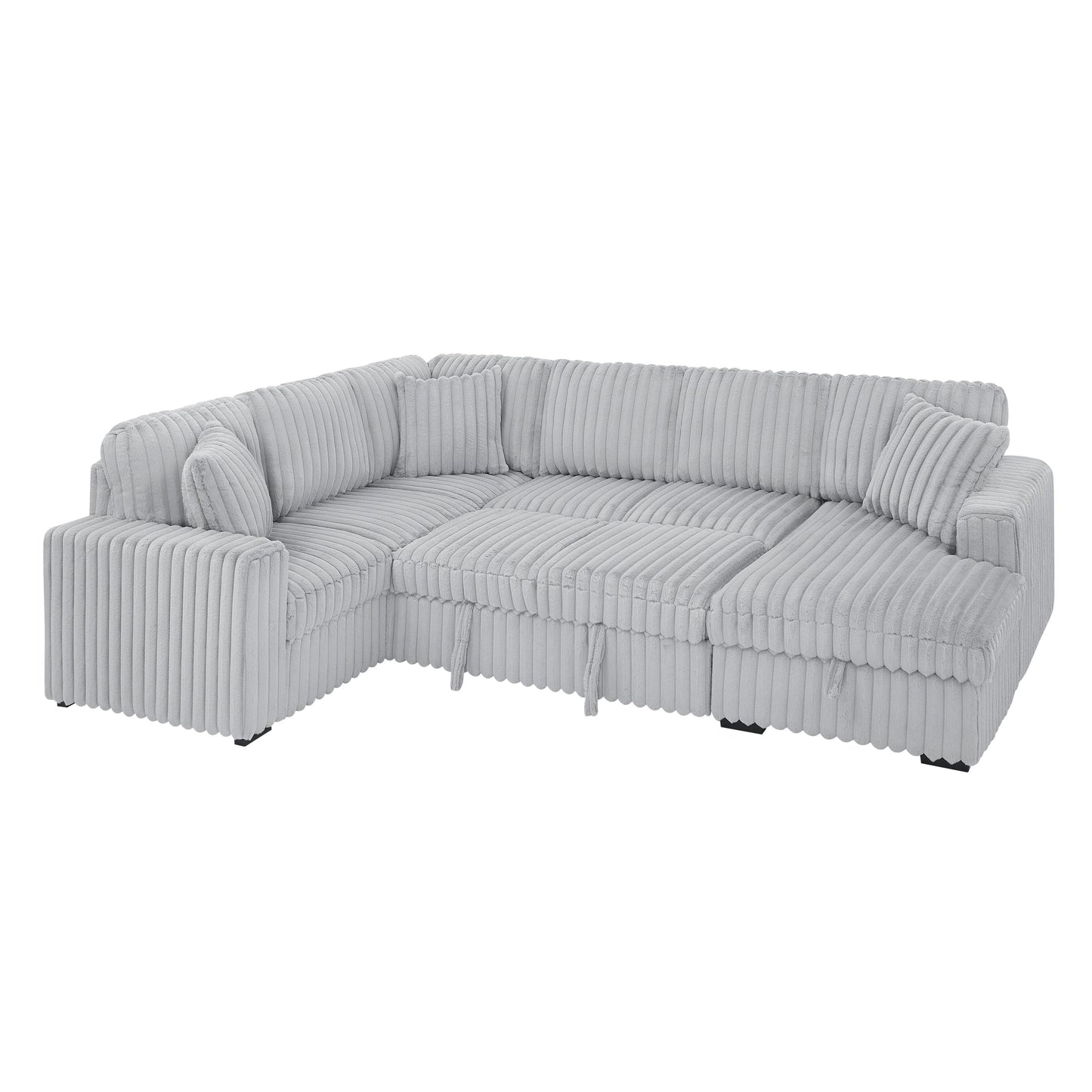 Divano letto estraibile Roomfitters da 122 pollici, divano letto in tessuto morbido, comodo divano letto imbottito a forma di U di grandi dimensioni