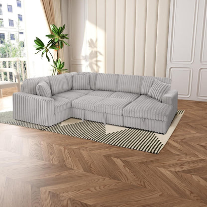 Divano letto estraibile Roomfitters da 122 pollici, divano letto in tessuto morbido, comodo divano letto imbottito a forma di U di grandi dimensioni