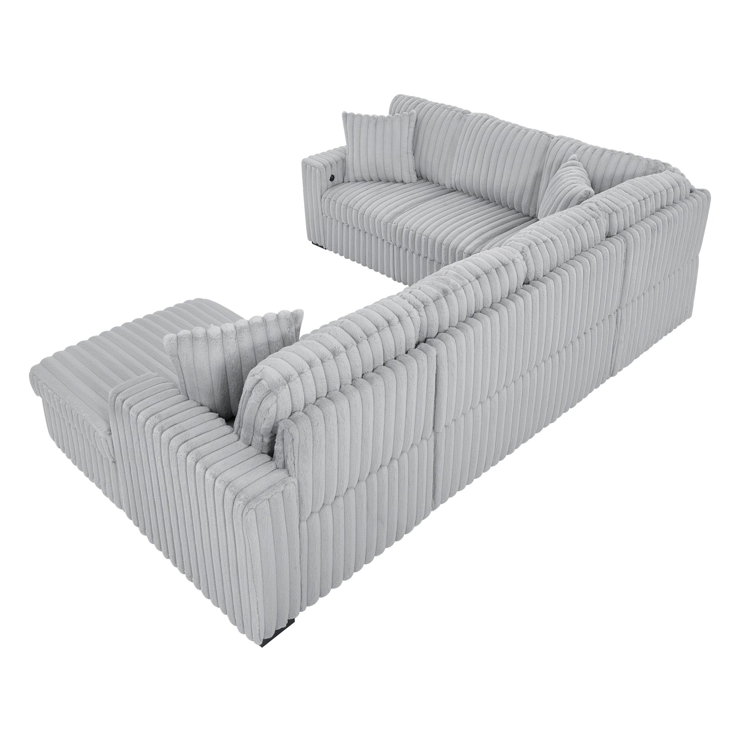 Divano letto estraibile Roomfitters da 122 pollici, divano letto in tessuto morbido, comodo divano letto imbottito a forma di U di grandi dimensioni