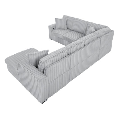 Divano letto estraibile Roomfitters da 122 pollici, divano letto in tessuto morbido, comodo divano letto imbottito a forma di U di grandi dimensioni