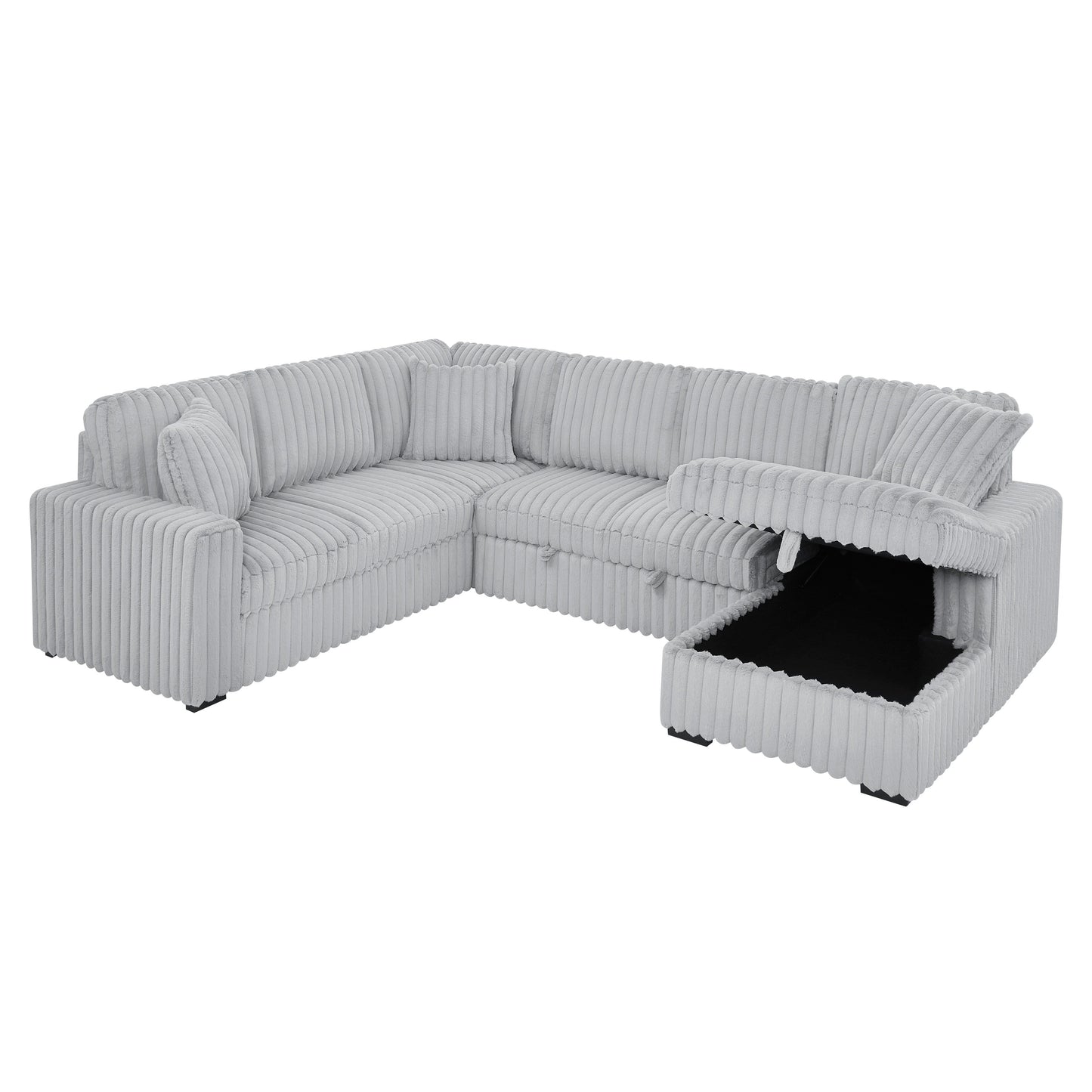 Divano letto estraibile Roomfitters da 122 pollici, divano letto in tessuto morbido, comodo divano letto imbottito a forma di U di grandi dimensioni