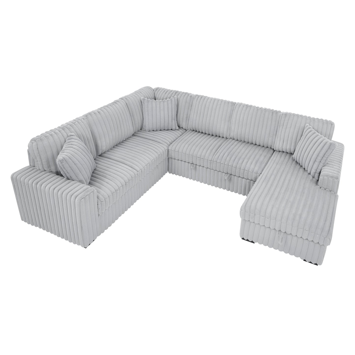 Divano letto estraibile Roomfitters da 122 pollici, divano letto in tessuto morbido, comodo divano letto imbottito a forma di U di grandi dimensioni