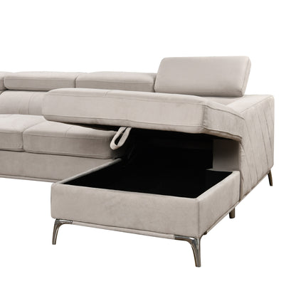 Divano componibile oversize Roomfitters 122 con chaise longue contenitore, divano contemporaneo a 7 posti a forma di U