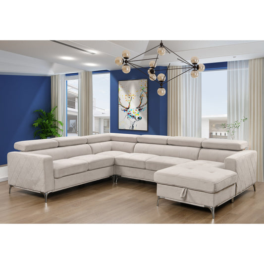 Divano componibile oversize Roomfitters 122 con chaise longue contenitore, divano contemporaneo a 7 posti a forma di U