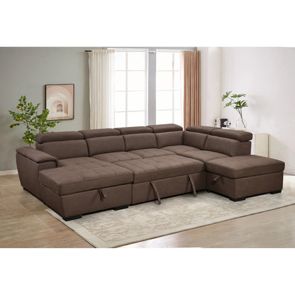 Divano componibile a U Roomfitters 128 con pouf, divano modulare reversibile, divano a 7 posti con seduta contenitore