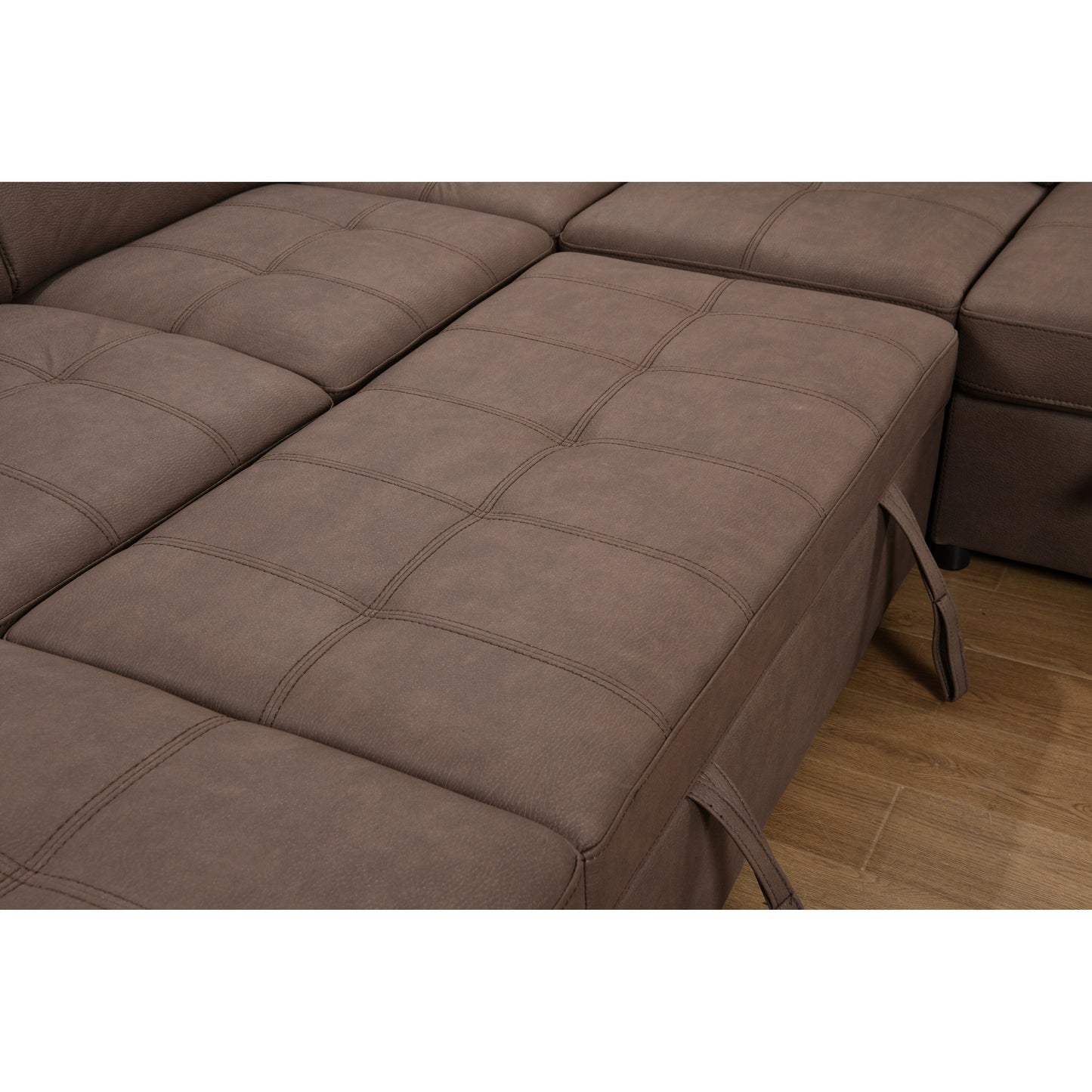 Divano componibile a U Roomfitters 128 con pouf, divano modulare reversibile, divano a 7 posti con seduta contenitore