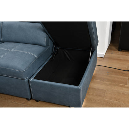 Divano componibile a U Roomfitters 128 con pouf, divano modulare reversibile, divano a 7 posti con seduta contenitore