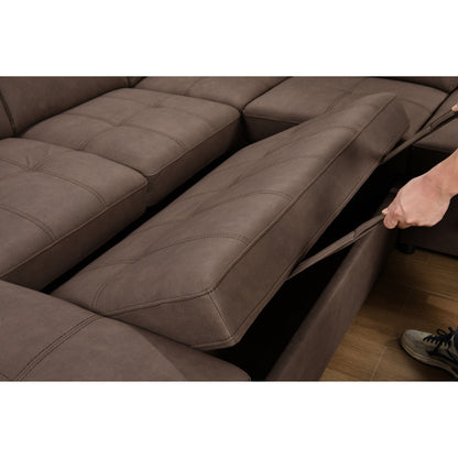 Divano componibile a U Roomfitters 128 con pouf, divano modulare reversibile, divano a 7 posti con seduta contenitore