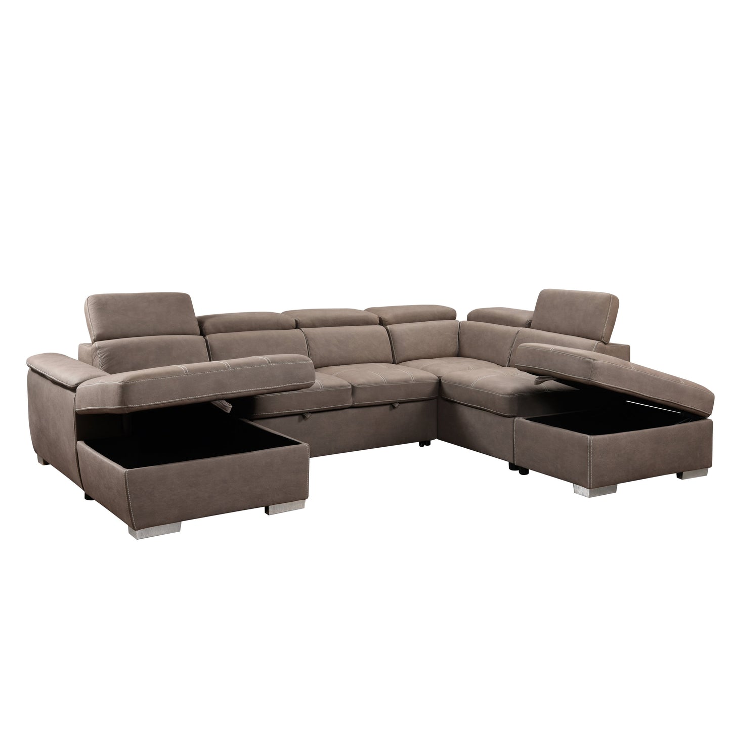 Divano componibile a U Roomfitters 128 con pouf, set di divani modulari reversibili con contenitore